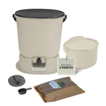   Bokashi Organko Essential Konyhai komposztáló + Organko Daily Konyhai zöldhulladék, komposzt tároló - Cream White - Sérült