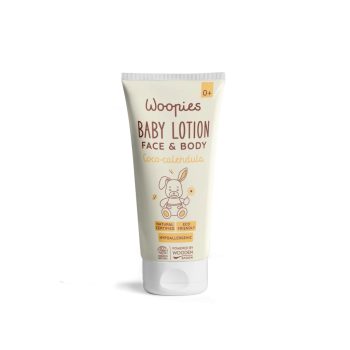   Wooden Spoon Woopies Bio Babaápoló tej arcra és testre - kókusz, körömvirág - 100 ml