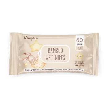   Wooden Spoon Woopies Nedves törlőkendő bambuszból - 60 db