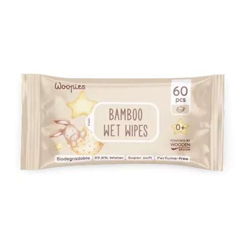 Wooden Spoon Woopies Nedves törlőkendő bambuszból - 60 db