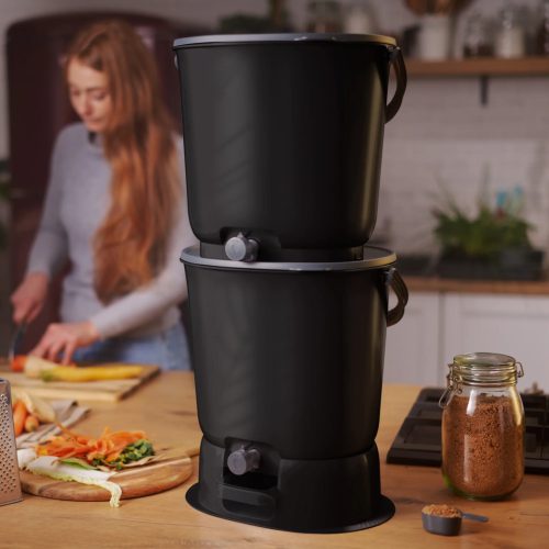 Bokashi Organko Essential Konyhai komposztáló szett - fekete-szürke (+ 1kg starter)