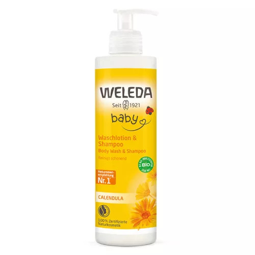 Weleda Bio körömvirágos natúr baba tusfürdő és sampon - 400 ml