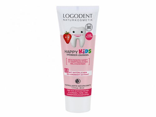 Logodent Happy Kids gyerek fogkrém - bio eperkivonattal - fluoridmentes