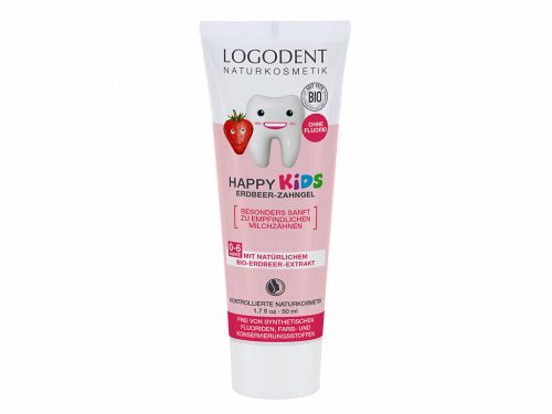 Logodent Happy Kids fluoridmentes gyerek fogkrém - bio eperkivonattal - 50 ml