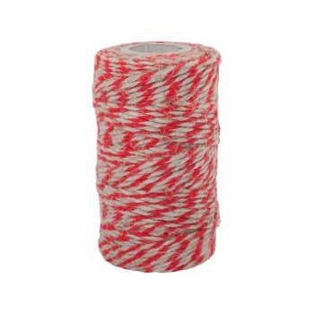   Redecker Lenzsinór, kötöző zsineg csomagolásra - piros-natúr szín - 75 m