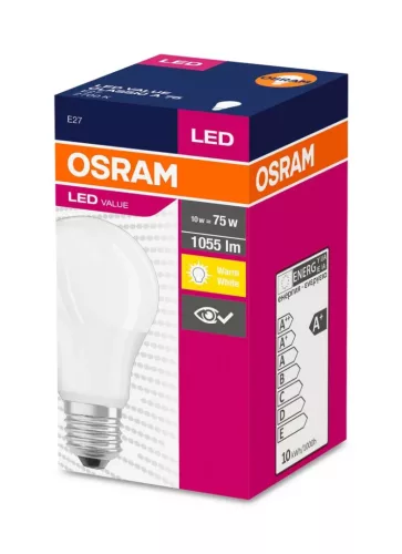 Osram LED izzó - 10 W (75 W izzó helyett), E27, 2700K meleg fehér