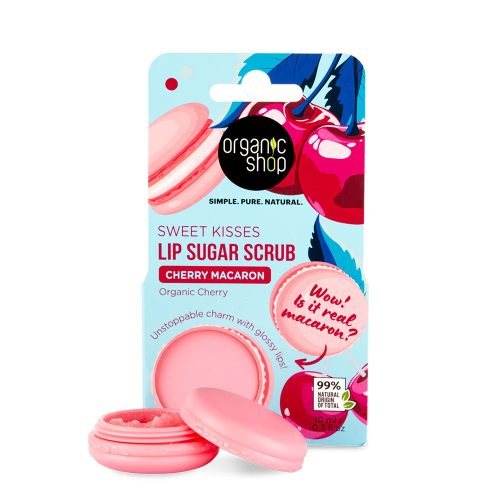 Organic Shop “Cseresznyés macaron” cukros ajakradír bio cseresznyével - 10 ml