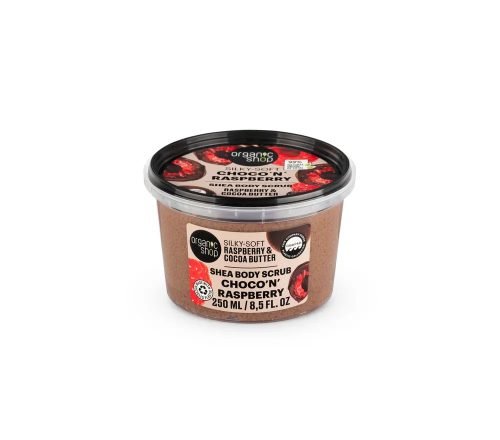 Organic Shop  “Csokis málna” Puhító testradír málnával és kakaóvajjal - 250ml
