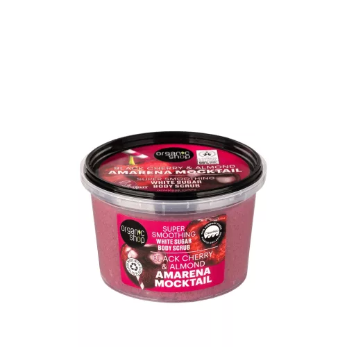 Organic Shop "Amarena Mocktail" Bőrkisimító testradír meggyel és mandulával - 250 ml