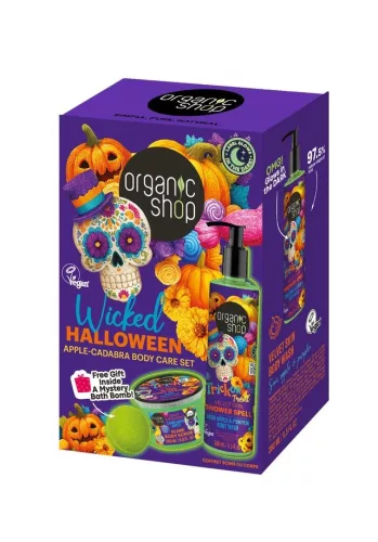 Organic Shop „Wicked Halloween”Alma-Cadabra Testápoló szett fürdőbombával 280 ml + 250 ml