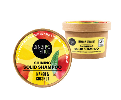 Organic Shop Ragyogást adó szilárd sampon mangóval és kókusszal - 60g