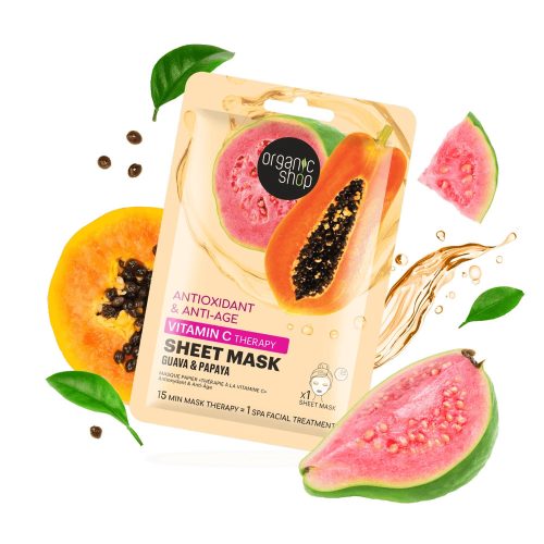 Organic Shop Antioxidáns és anti-aging  fátyolmaszk guavával és papayával - 1 db