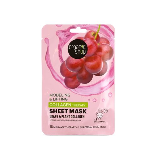 Organic Shop Feszesítő  fátyolmaszk szőlővel és növényi kollagénnel - 1 db
