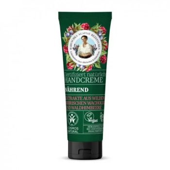   Babushka Agafia Tápláló kézkrém vad szibériaiboróka-  és erdeimálna-kivonattal - 75 ml 