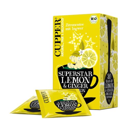 CUPPER Citrom & Gyömbér bio gyümölcsös gyógynövény tea (20 filter) 