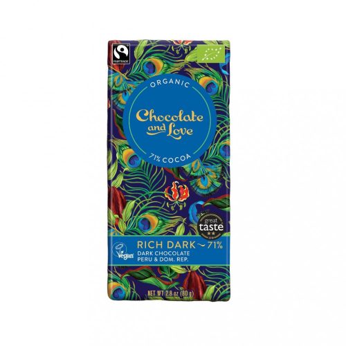 Chocolate and Love Rich Dark - 71%-os étcsokoládé - bio & fairtrade & vegán, 80 g