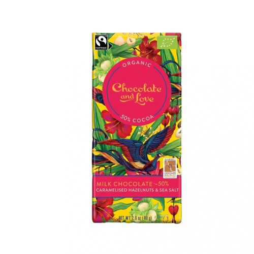 Chocolate and Love Milk Hazelnut - 50%-os mogyorós tejcsokoládé - bio & fairtrade, 80 g