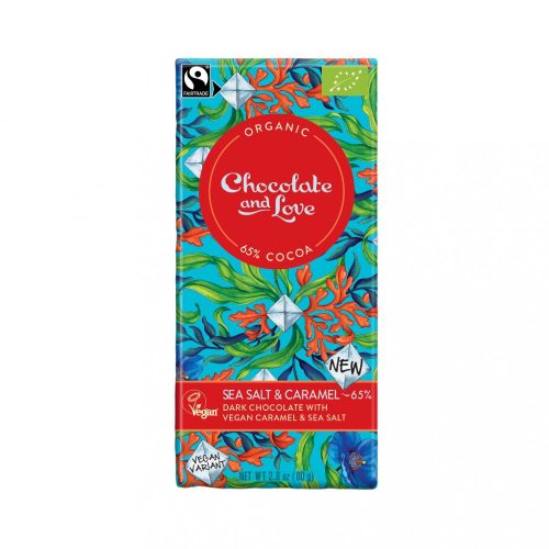 Chocolate and Love Sea Salt & Caramel - 65%-os tengeri sós & karamell & vegán étcsokoládé - bio & fairtrade 80 g