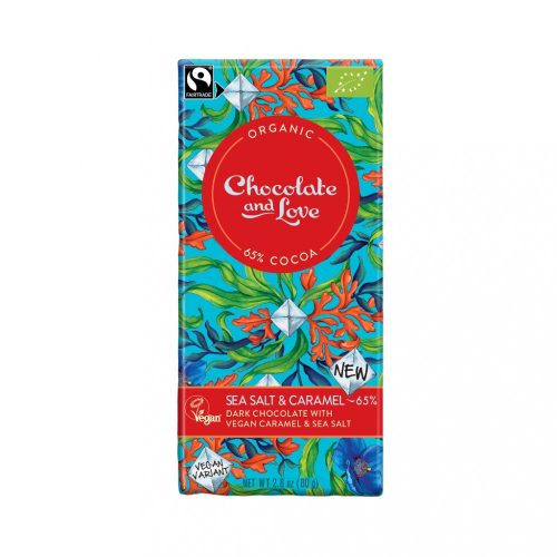 Chocolate and Love Sea Salt & Caramel - 65%-os tengeri sós & karamell & vegán étcsokoládé - bio & fairtrade 80 g