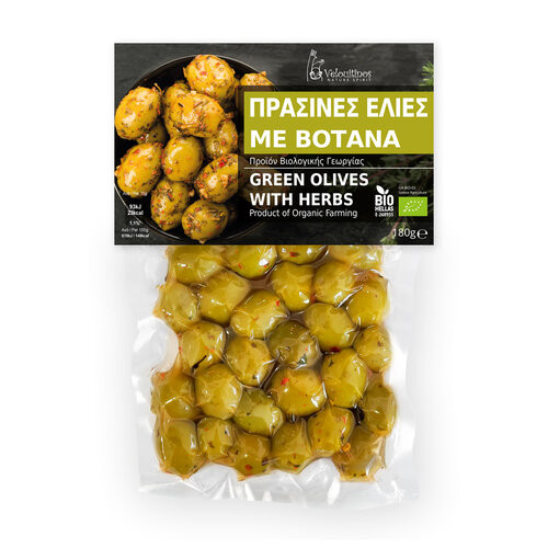 Velouitinos Bio zöld olívabogyó - fűszeres, 180 g
