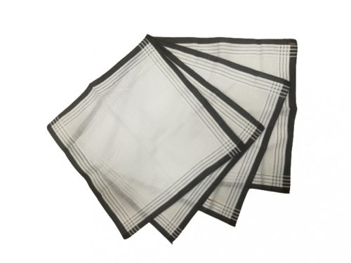 Textil zsebkendő - női - fehér-fekete (12 db)