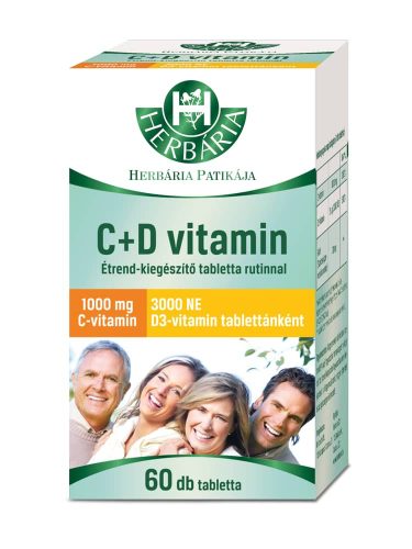 Herbária C+D-vitamin tabletta (1000 mg + 3000 NE) - 60 db