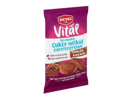 Detki Vital omlós kakaós keksz hozzáadott cukor nélkül, édesítőszerekkel - 180 g