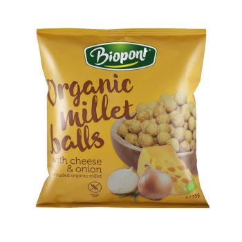   Biopont Extrudált kölesgolyó, sajtos-hagymás ízesítésű, BIO - 75 g