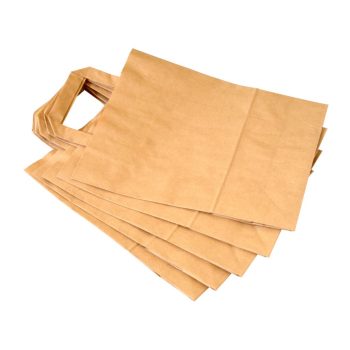   Szalagfüles papírtáska, papírszatyor - barna - kicsi (22+12x32 cm) (kifutó)