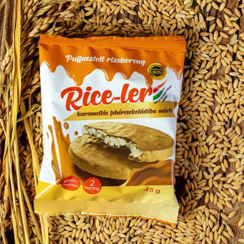 Nagykun Rice-ler mártott rizskorong - karamellás fehércsokoládés, 45g (gluténmentes)