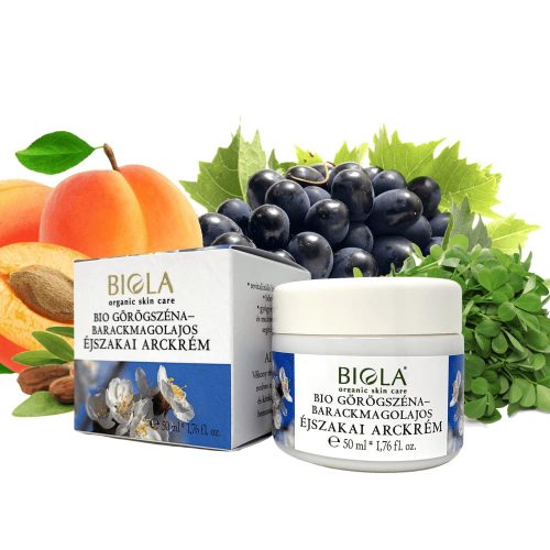 Biola Bio görögszéna-barackmagolajos éjszakai arckrém - 50 ml