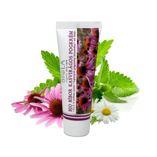 Biola Bio bíbor kasvirágos fogkrém - fluoridmentes, 75 ml