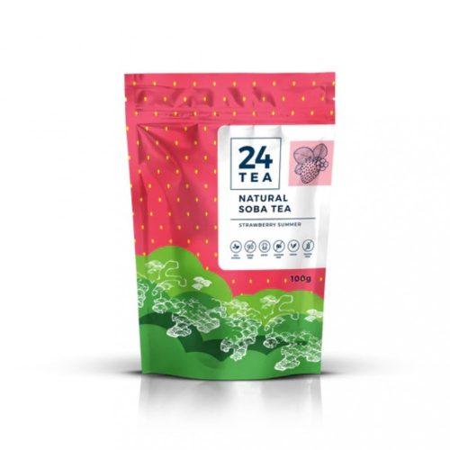 24tea Strawberry Summer Soba Tea - epres hajdina tea, 100 g