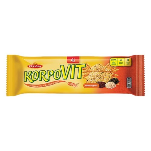 Győri Korpovit ropogós, édes keksz teljes kiőrlésű gabonával és magokkal - 174 g