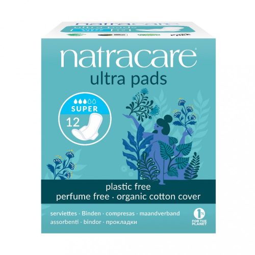 Natracare BIO egészségügyi szárnyas betét - super - 12 db
