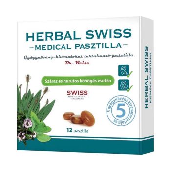   Herbal Swiss Medical pasztilla, száraz és hurutos köhögés esetén - 24 db