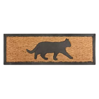   Esschert Design kókuszrost és gumi lábtörlő, cicás, 75 × 25 cm