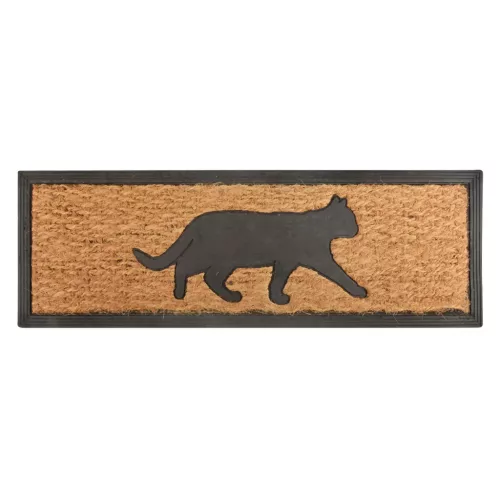 Esschert Design kókuszrost és gumi lábtörlő, cicás, 75 × 25 cm