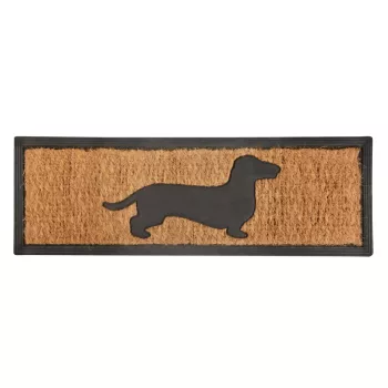   Esschert Design kókuszrost és gumi lábtörlő, tacskós, 75 × 25 cm