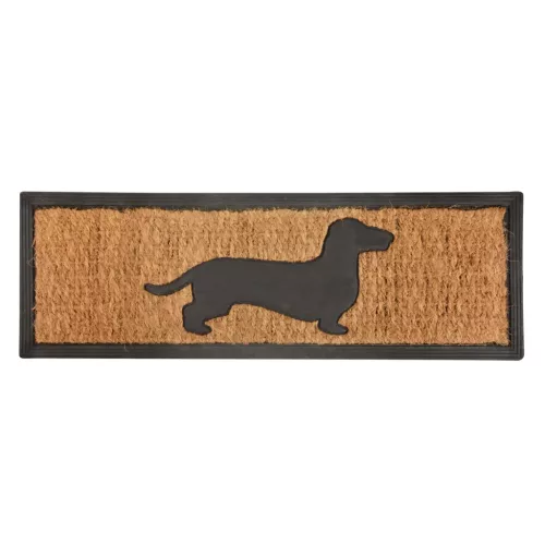 Esschert Design kókuszrost és gumi lábtörlő, tacskós, 75 × 25 cm