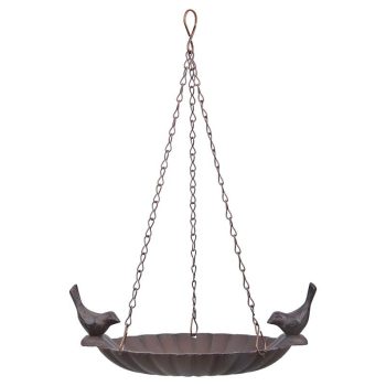   Esschert Design Felakasztható öntöttvas madáretető és itató, két kismadárral