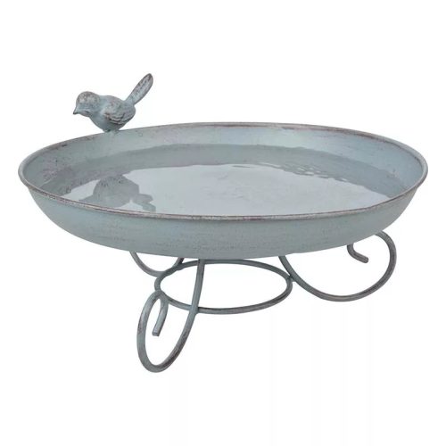 Esschert Design Öntöttvas madáritató és madáretető, lábakon álló, szürke, 22 cm átmérőjű