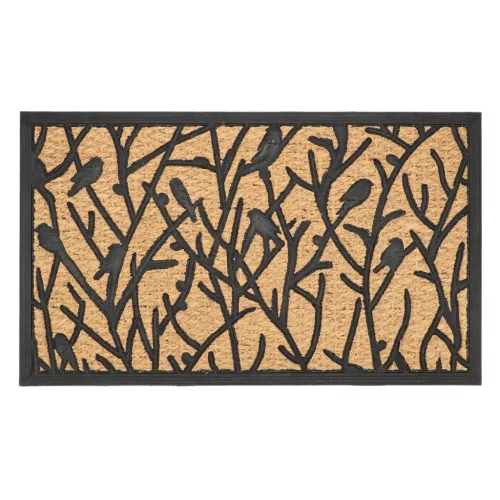 Esschert Design kókuszrost és gumi lábtörlő, madaras, 75 × 25 cm