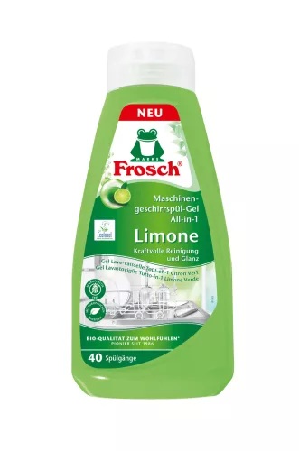 Frosch gépi mosogatógél, zöld citromos - 650 ml (40 mosogatás)