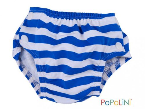 PoPoLiNi mosható úszópelenka - kék-fehér csíkos - S (3-9 kg)