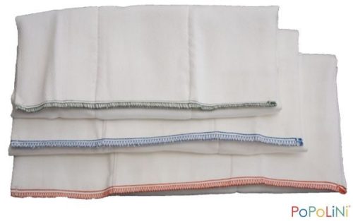 PoPoLiNi biopamut prefold pelenka (5 db) - M - 34x43cm (kék szegéssel)
